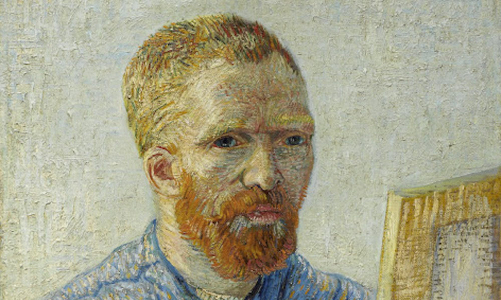 Portrait of Vincent van Gogh with a bandaged ear. A famous painting by the artist.