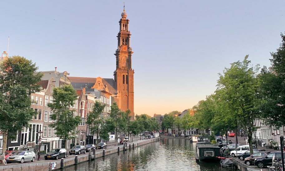 view of westerkerk during golden hour
