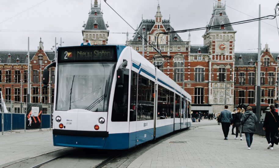 Tram in front of Amsterdam Central station